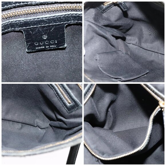 GUCCI GG Canvas Sherry Line Shoulder Bag Black Gold - Picture 15 of 16